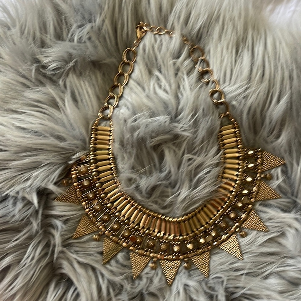 Cleopatra signed Necklace heavy Hippie style  indian design gold bohemian